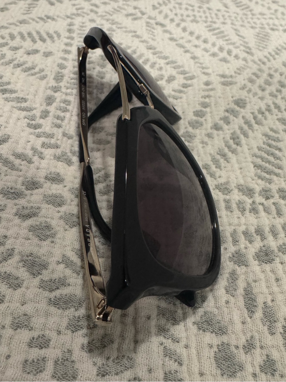 Prada Black Sunglasses with Gold Double Bridge - Picture 2 of 4